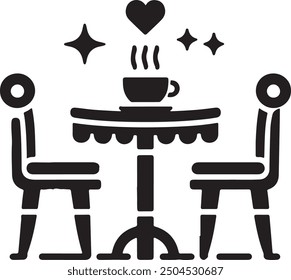 A Table and Chair silhouette vector art illustration