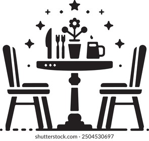 A Table and Chair silhouette vector art illustration