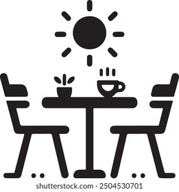 A Table and Chair silhouette vector art illustration