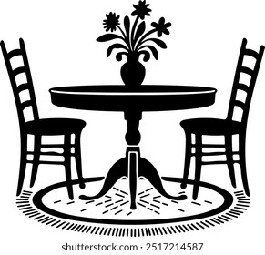 A Table And Chair silhouette vector art illustration