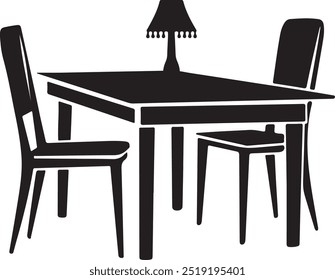 A Table And Chair silhouette vector art illustration.