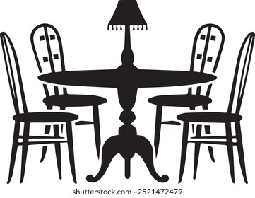 A Table And Chair silhouette vector art illustration