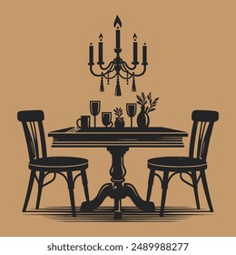 table chair silhouette vector illustration