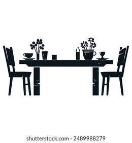 table chair silhouette vector illustration