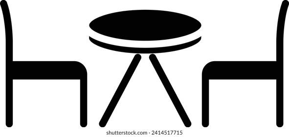 Table and Chair solid and glyph vector illustration