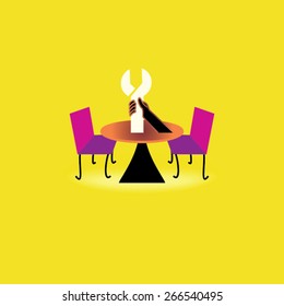 table and chair with spanner service concept