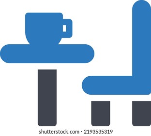 table chair tea Vector illustration on a transparent background.Premium quality symbols.Glyphs vector icon for concept and graphic design.