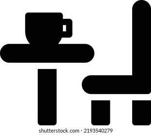table chair tea Vector illustration on a transparent background.Premium quality symbols.Glyphs vector icon for concept and graphic design.