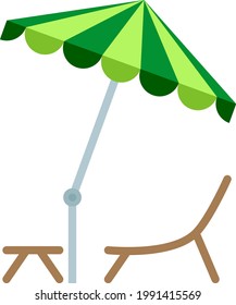 Table Chair Under Umbrella Icon Vector Illustration