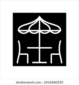 Tischstuhl unter Umbrella-Icon Design Vektorgrafik Illustration