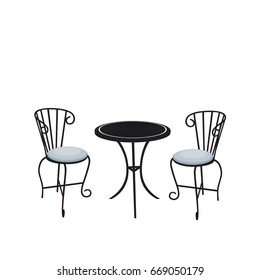 Table and chair vector on white background