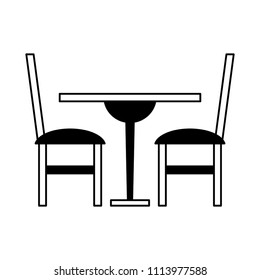 Table and chairs in black and white