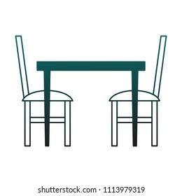 Table and chairs in blue lines