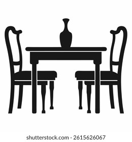 Table and chairs, cafe line icon. Logo template