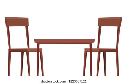 Table with chairs. Flat cartoon style vector illustration.