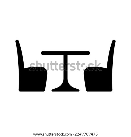 Table and chairs icon. Black silhouette. Front side view. Vector simple flat graphic illustration. Isolated object on a white background. Isolate.