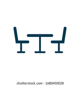 Table and chairs icon isolated on white background. Vector illustration