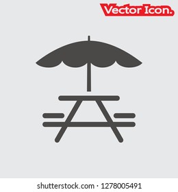 Table and chairs icon isolated sign symbol and flat style for app, web and digital design. Vector illustration.