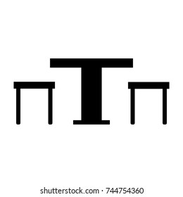Table and chairs icon on white. Vector illustration.