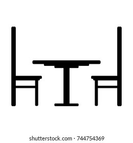Table and chairs icon on white. Vector illustration.