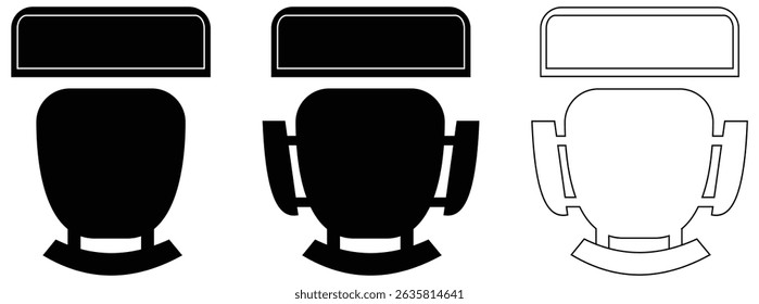 Table and chairs icon. Outline icon with editable stroke. Linear symbol of the furniture and interior with. Arm chair and table icon. Top View. Vector Illustration