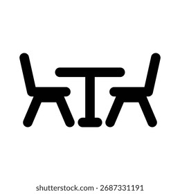 Table and chairs icon representing cafe seating or restaurant dining area furniture layout concept
