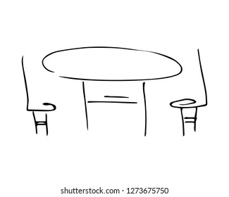 table and chairs icon. vector. hand drawing