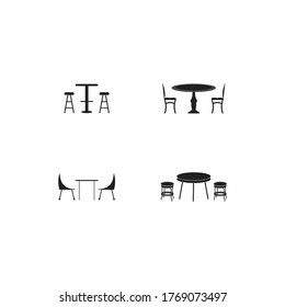 fondo de diseño de ilustraciones vectoriales de iconos de mesa y sillas