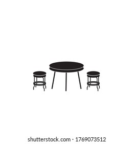 fondo de diseño de ilustraciones vectoriales de iconos de mesa y sillas