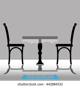table and chairs icon vector illustration EPS 10
