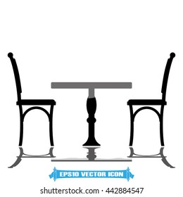 table and chairs icon vector illustration EPS 10