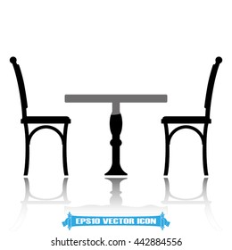 table and chairs icon vector illustration EPS 10