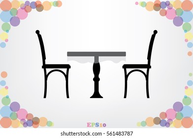 table and chairs  icon vector illustration EPS 10