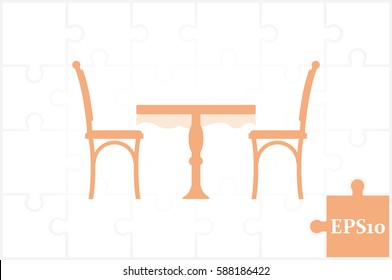 table and chairs  icon vector illustration EPS 10