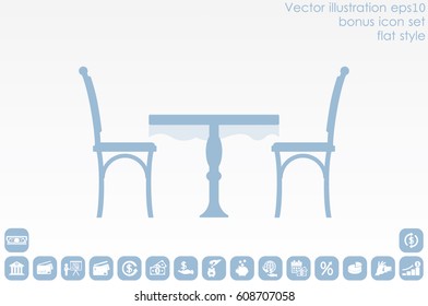 table and chairs  icon vector illustration EPS 10