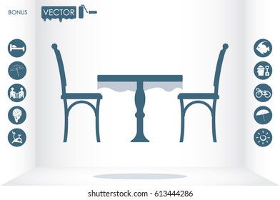 table and chairs icon vector illustration EPS 10