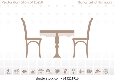 table and chairs  icon vector illustration EPS 10