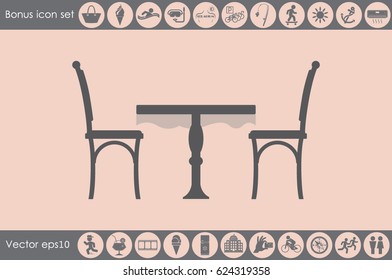 table and chairs  icon vector illustration EPS 10