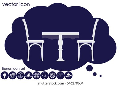 table and chairs  icon vector illustration EPS 10