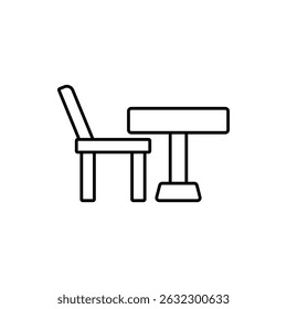 Table and Chairs icon, vector line isolated on white background. trendy and modern design