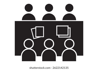 Table with chairs icons set. Table for business meetings. Vector illustration isolated on white background.