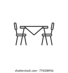 Table and chairs line icon.