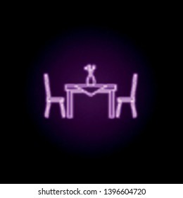 table and chairs neon icon. Elements of furniture set. Simple icon for websites, web design, mobile app, info graphics