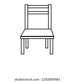 Table and chairs. Outline icon with editable stroke. Linear symbol of the furniture and interior with . one line drawing of armchair and table with vase with plant. Scandinavian .