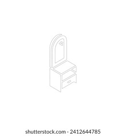 Table and chairs. Outline icon with editable stroke. Home room types furniture signs set. Thin line art icons. Tidy home or office desk. Contour symbol.