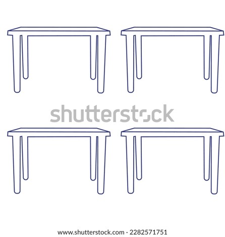 Table and chairs. Outline icon with editable stroke. Linear symbol of the furniture and interior with . one line drawing of armchair and table with vase with plant. Scandinavian .