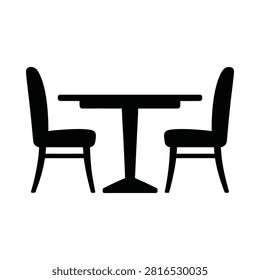 Table And Chairs Silhouette Against White Background