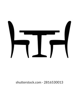 Table And Chairs Silhouette On White Background