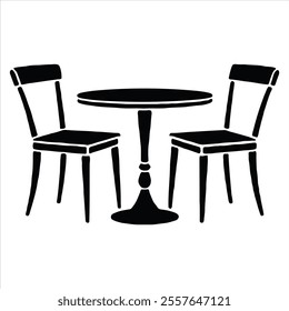 table and chairs  silhouette vector set design