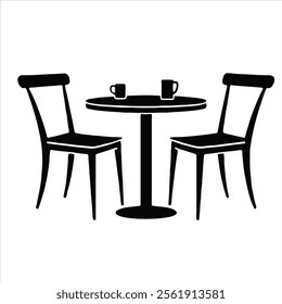 table and chairs  silhouette vector set design  with a white background